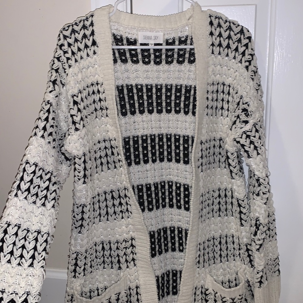 Sienna Sky striped chenille open front cardigan